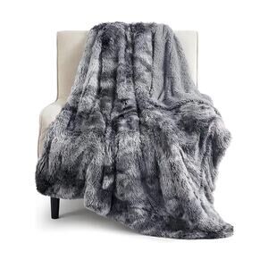 Bedsure Gentlesoft Fuzzy Faux Fur Sherpa Fleece Blanket Gray Twin